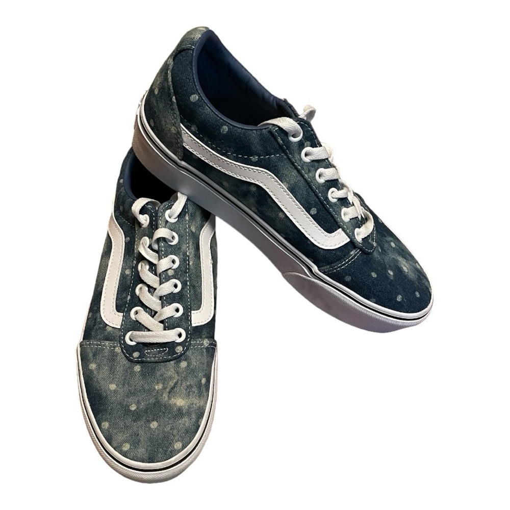 Vans Women's Ward Platform Denim Polka Dot Blue/White - NEW! - Picture 2 of 6